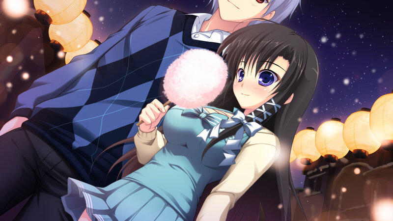 Anime Girl with Cotton Candy — Blue