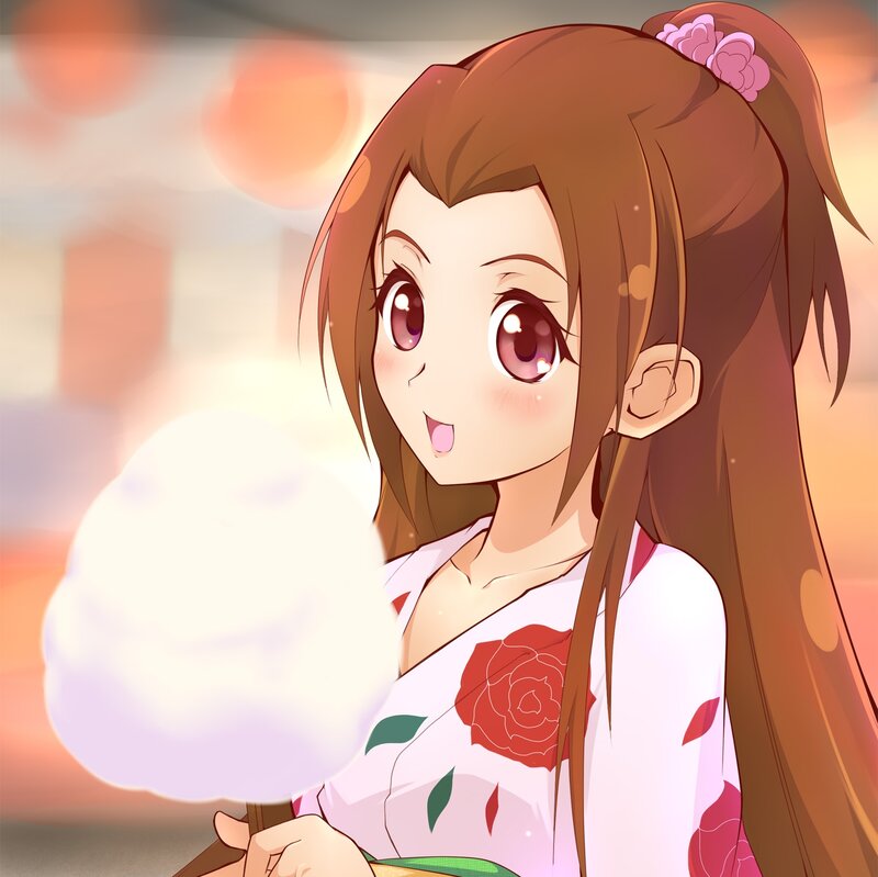 Anime Girl with Cotton Candy — Brown