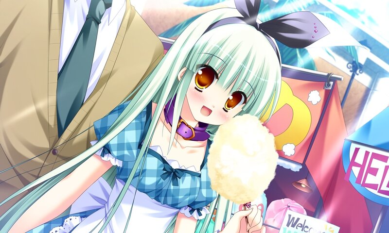 Anime Girl with Cotton Candy — Green