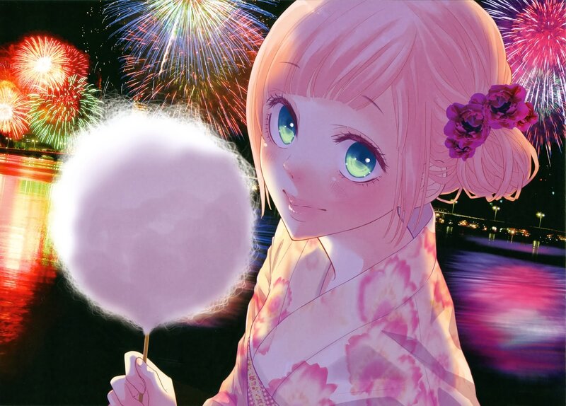 Anime Girl with Cotton Candy — Pink