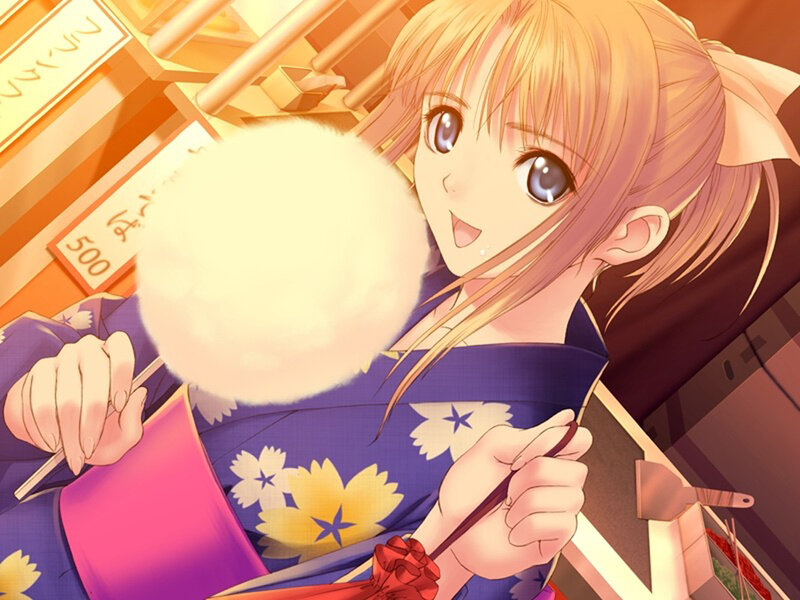 Anime Girl with Cotton Candy — Purple