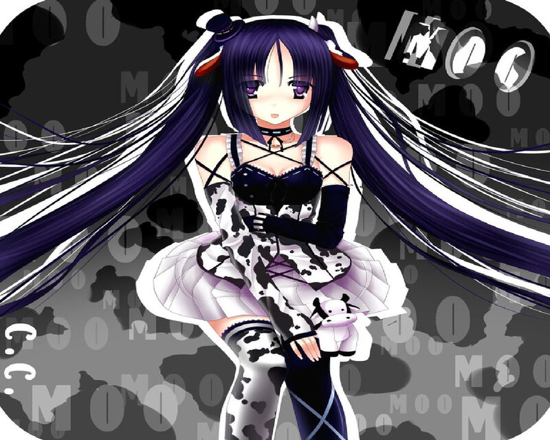 Anime Girl with Cow Pattern