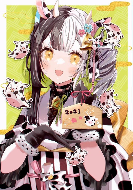 Anime Girl with Cow Theme