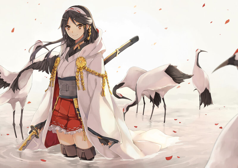 Anime Girl with Cranes