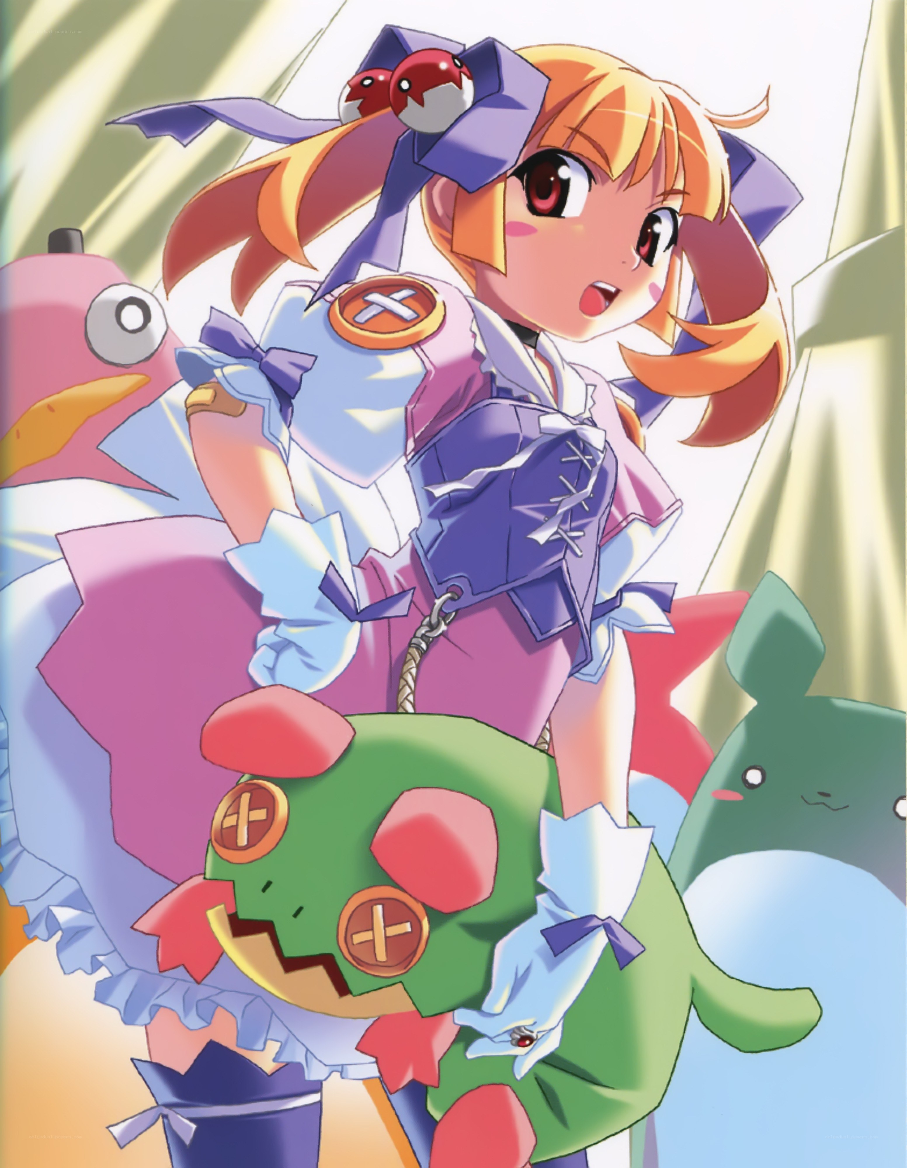 anime girl with creatures