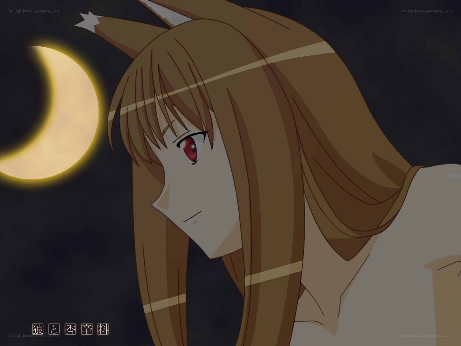 anime girl with crescent moon
