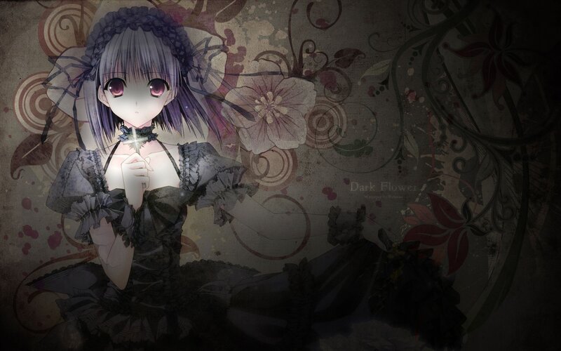 Anime Girl with Cross — Black, Dark
