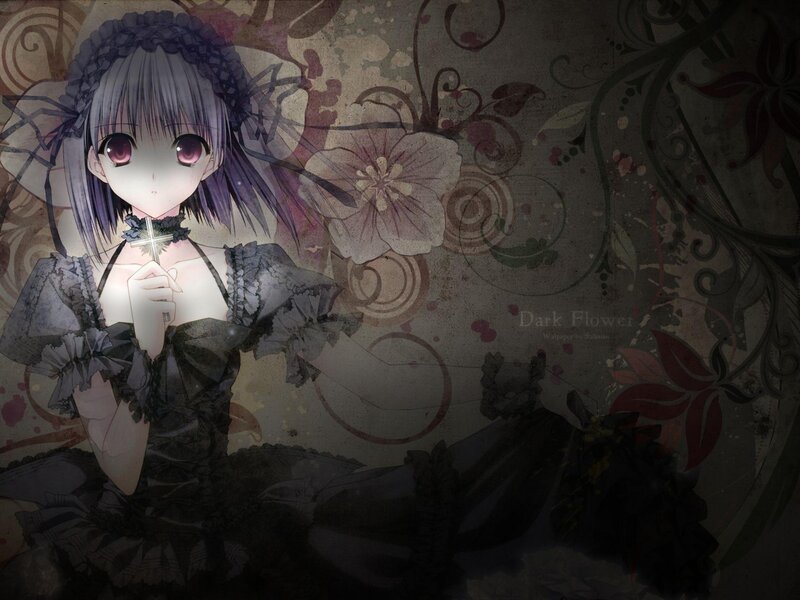 Anime Girl with Cross — Black