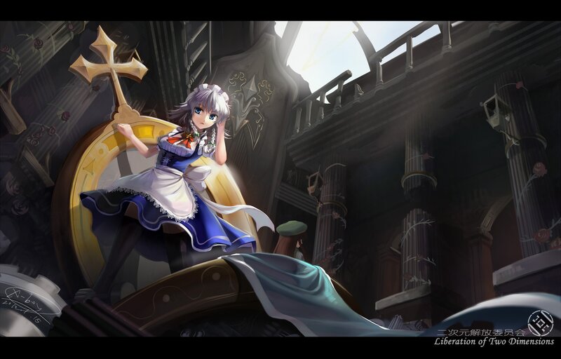 anime girl with cross in cathedral