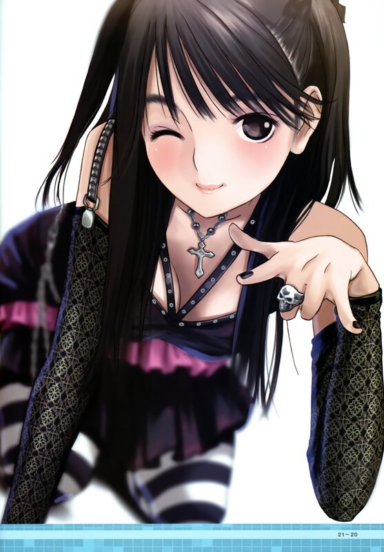 anime girl with cross necklace