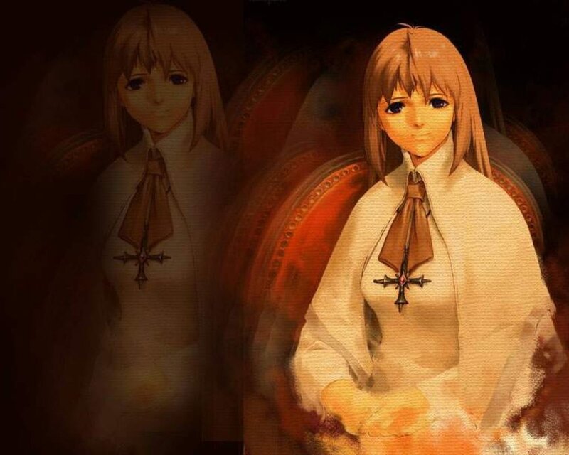 anime girl with cross pendant