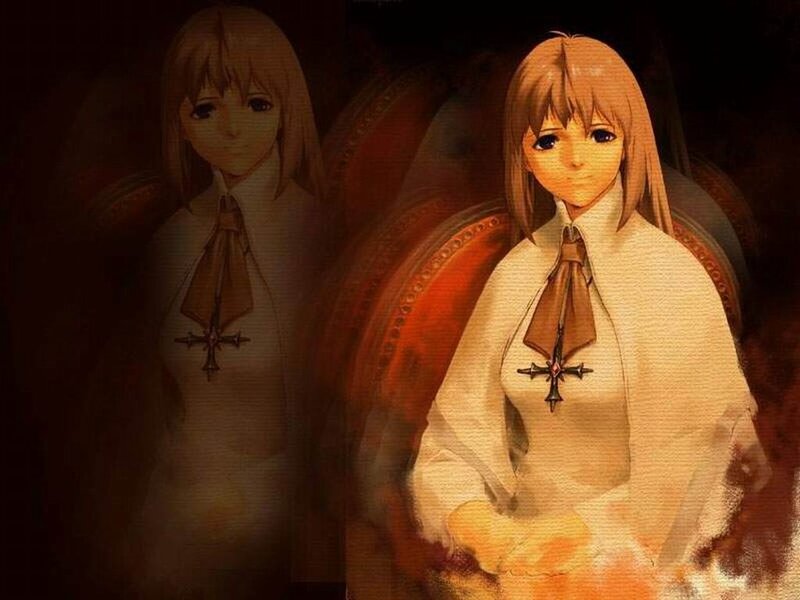 Anime girl with cross pendant