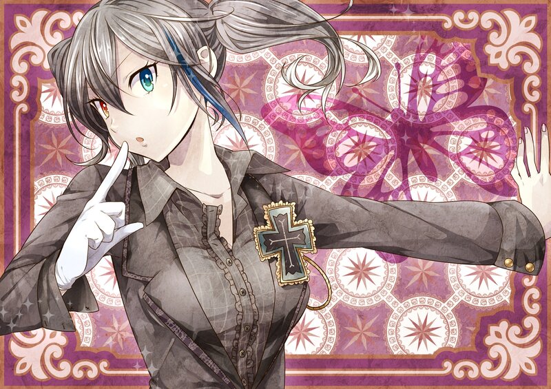 Anime Girl with Cross Pin