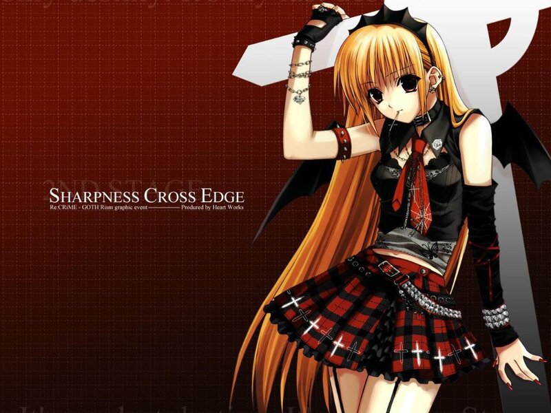 Anime Girl with Cross — Red