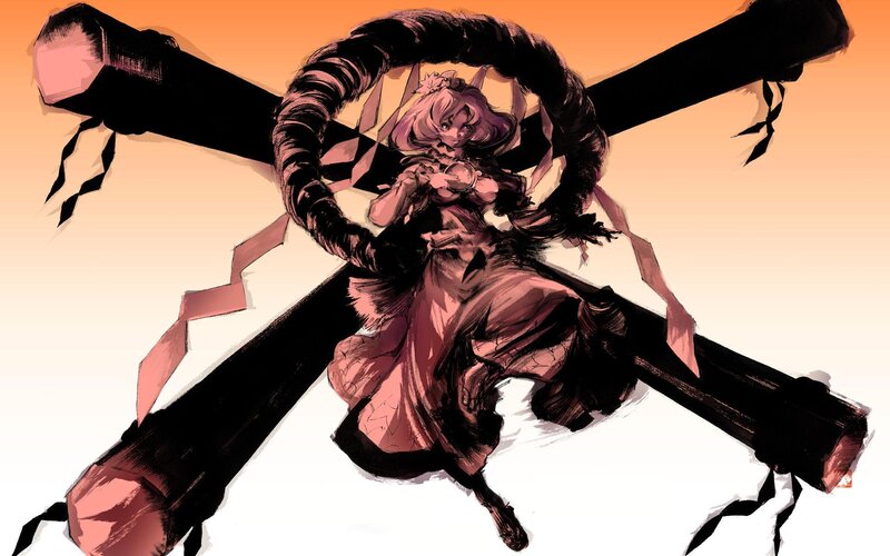 anime girl with cross weapon