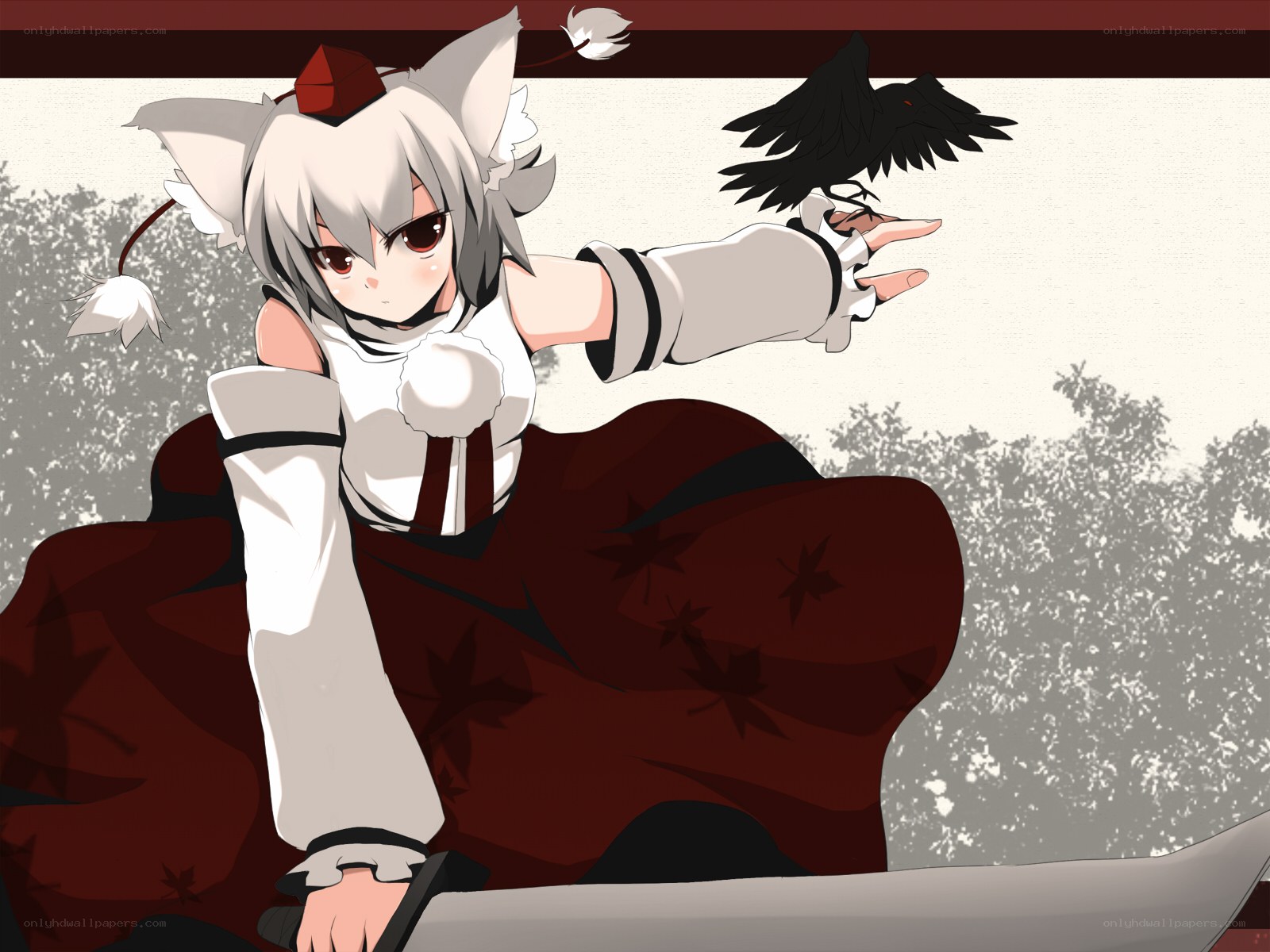 anime girl with crow