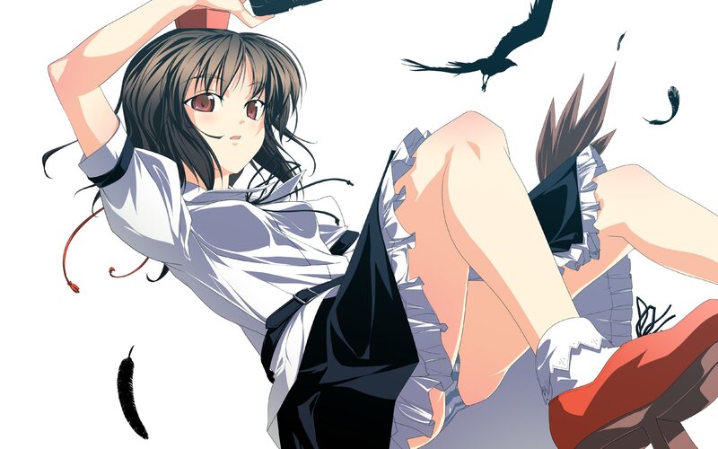anime girl with crow feathers