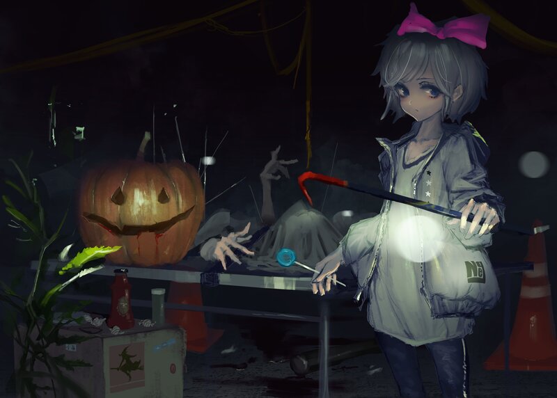 Anime Girl with Crowbar — Gray