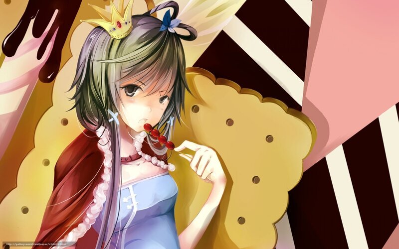 anime girl with crown and candy