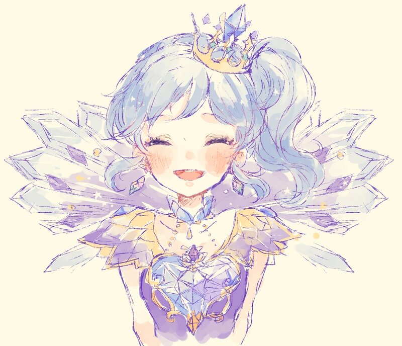 Anime Girl with Crown — Blue, Happy