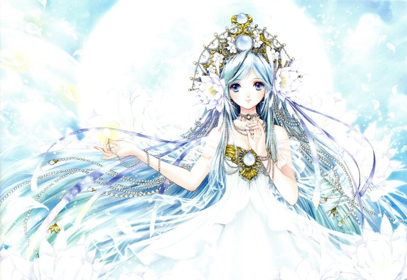 Anime Girl with Crown — Blue, Serene