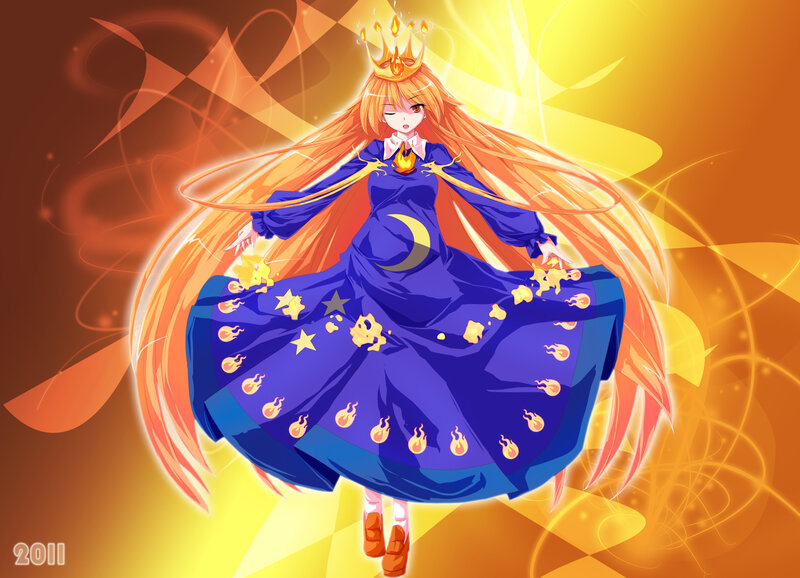 Anime Girl with Crown — Blue