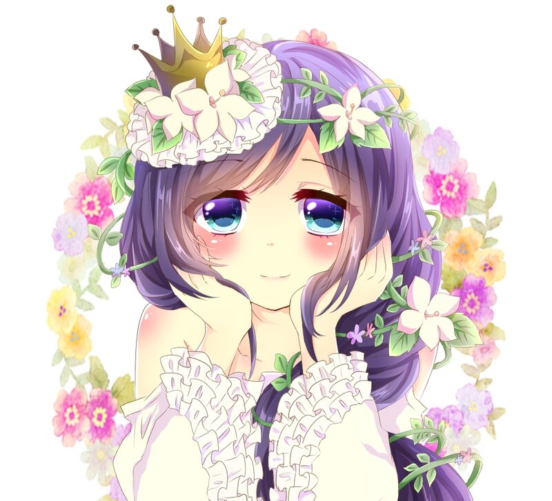 Anime Girl with Crown — Purple, Cheerful