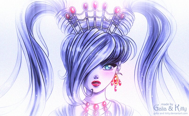 Anime Girl with Crown — Purple, Dramatic, Digital Art