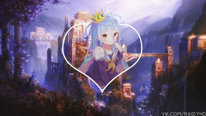 Anime Girl with Crown — Purple, Serene, Digital Art