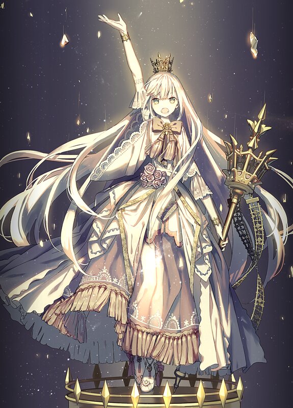 Anime Girl with Crown — White, Dramatic, Night
