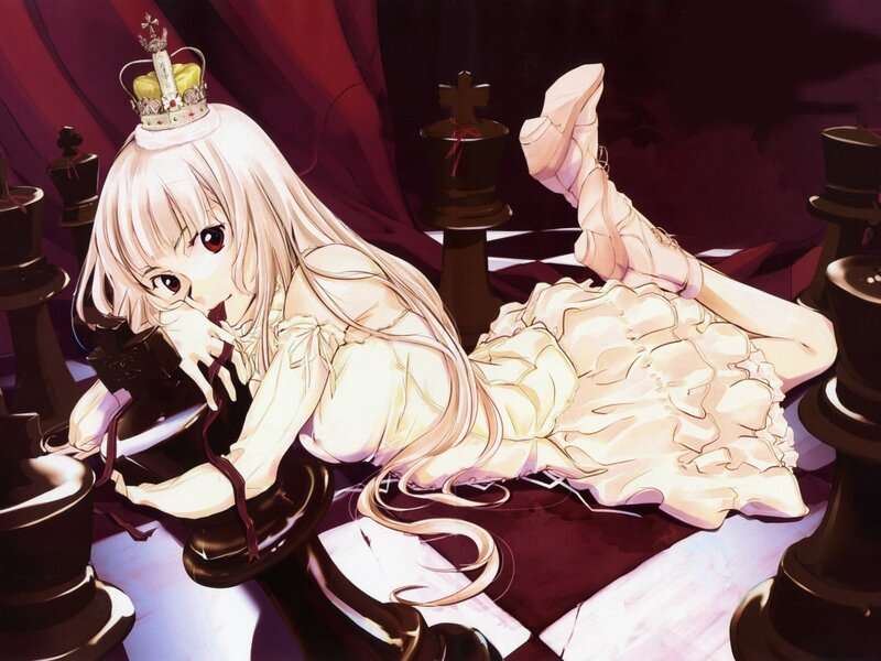 Anime Girl with Crown — White