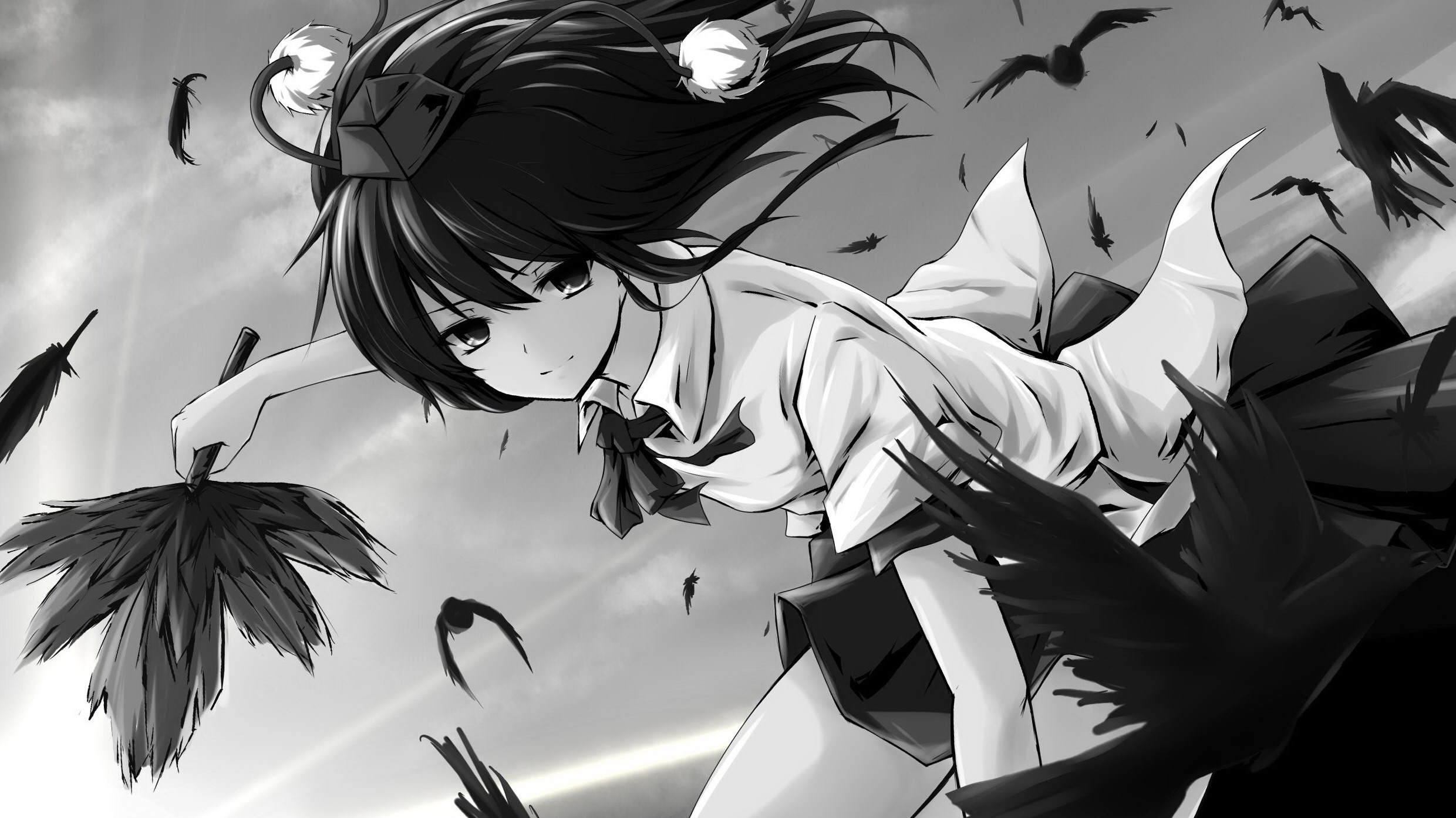 anime girl with crows