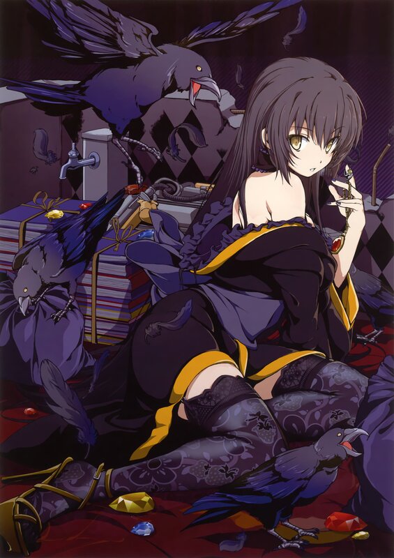 anime girl with crows