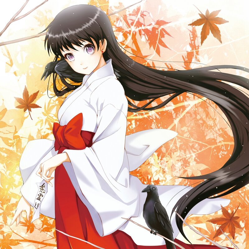 Anime Girl with Crows — White, Serene