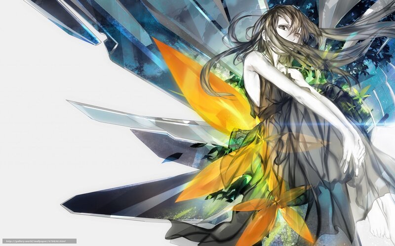 anime girl with crystal wings