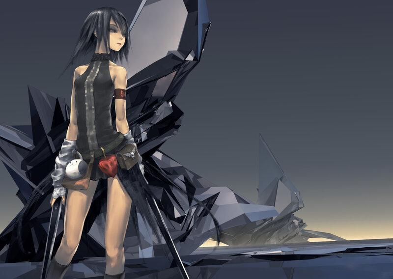 anime girl with crystal wings