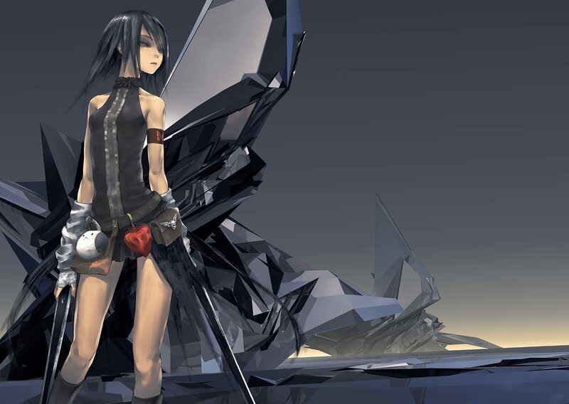anime girl with crystal wings