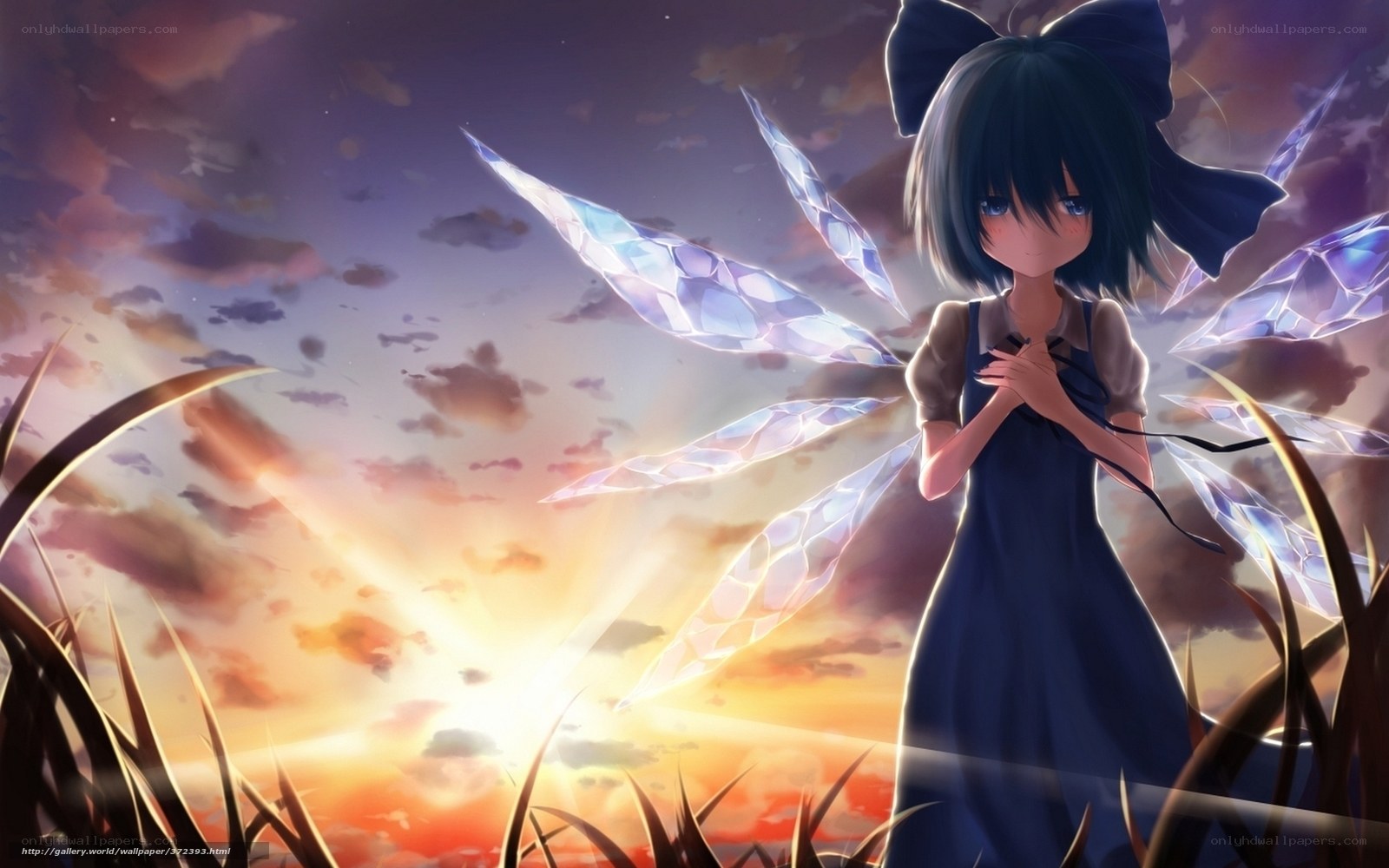 Anime girl with crystal wings