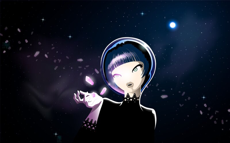 anime girl with crystals