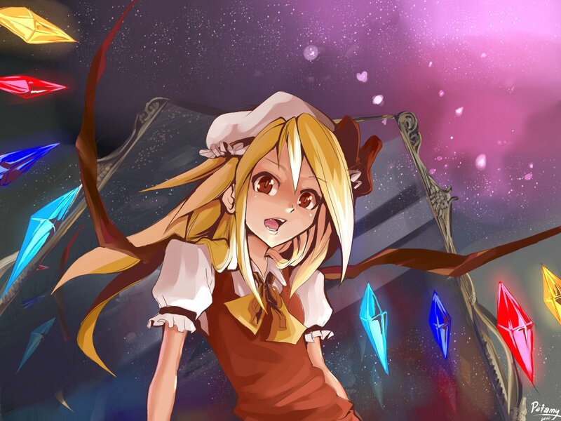 anime girl with crystals
