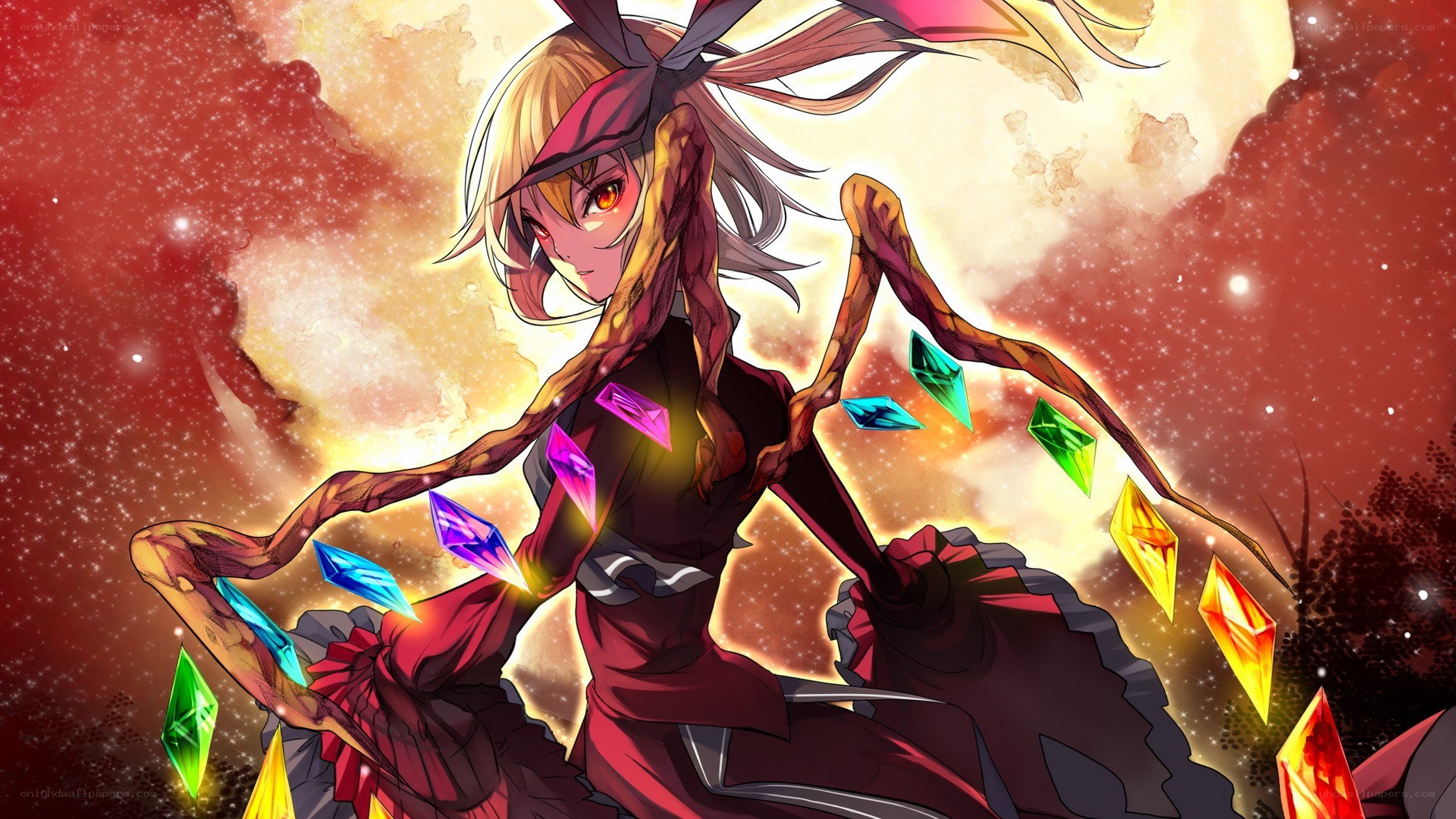 anime girl with crystals