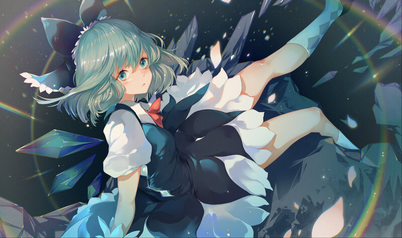 Anime Girl with Crystals — Blue, Dramatic