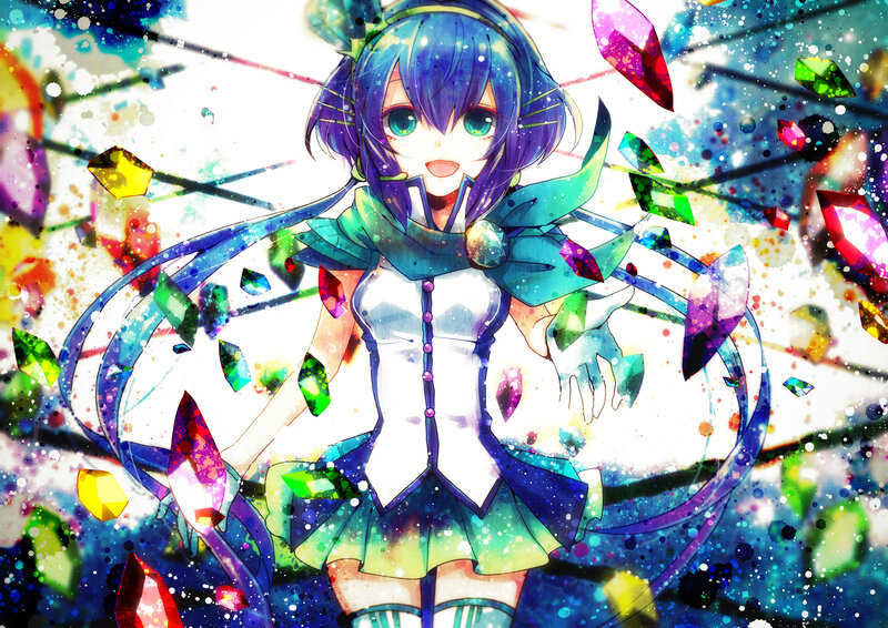 Anime Girl with Crystals — Blue, Energetic