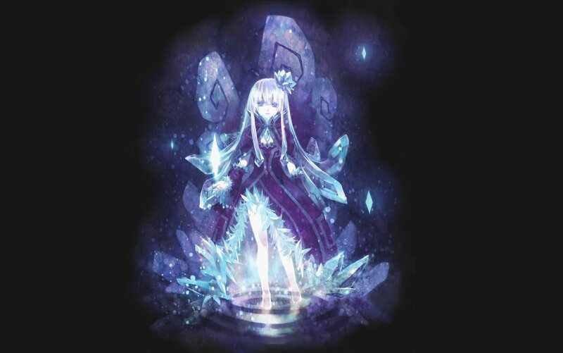 Anime Girl with Crystals — Purple, Dramatic, Night, Digital Art