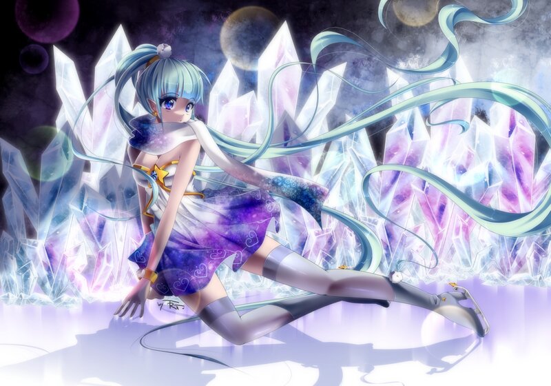 Anime Girl with Crystals — Purple, Dramatic