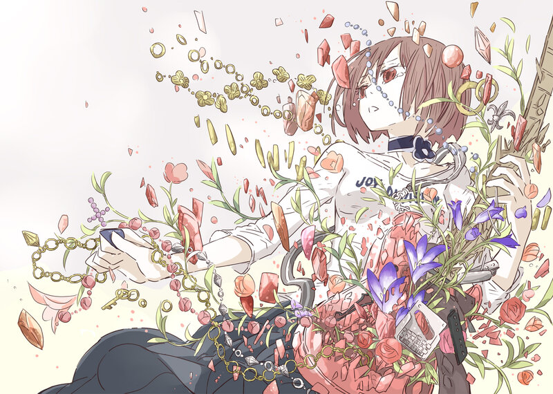 Anime Girl with Crystals — White