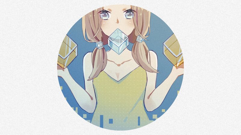 Anime Girl with Cubes — Blue
