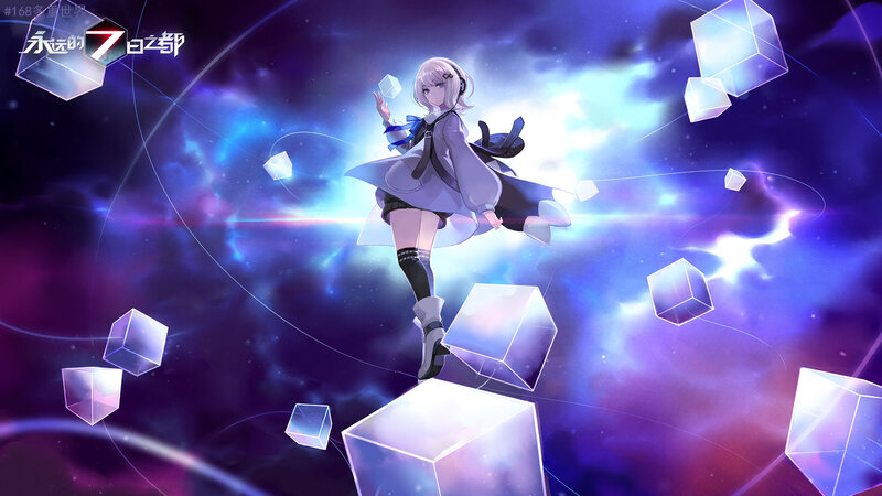 Anime Girl with Cubes — Purple