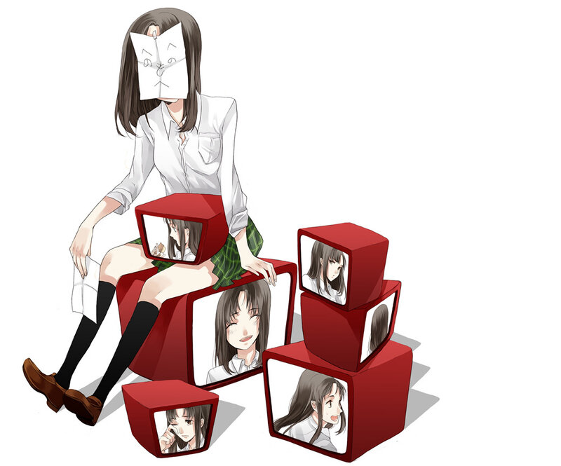 Anime Girl with Cubes