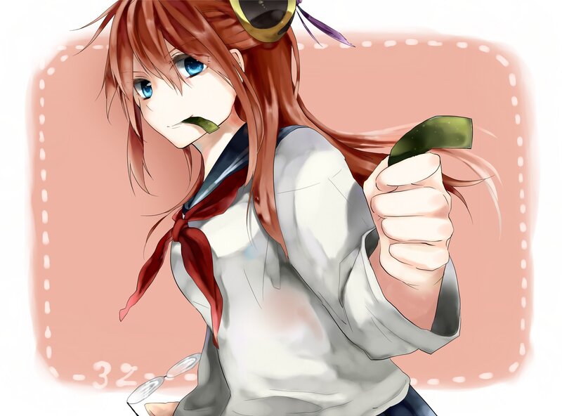 Anime girl with cucumber